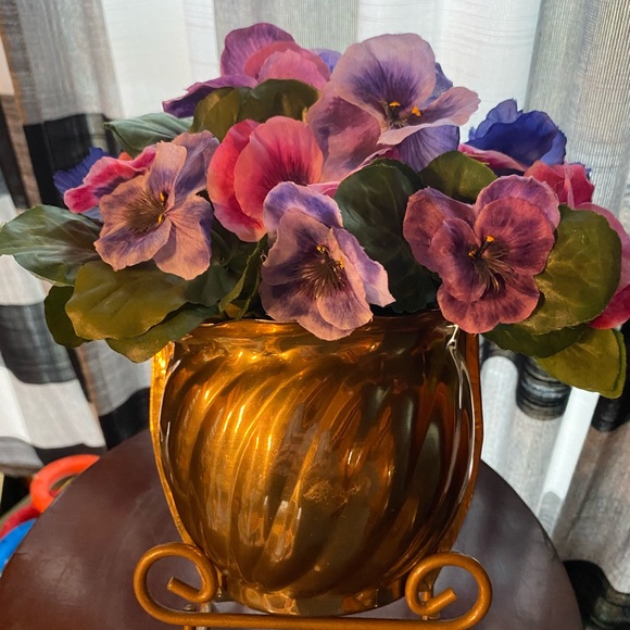 Vintage brass wall pocket or planter